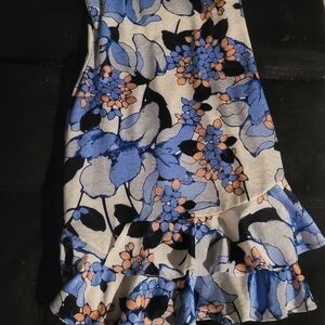 Ivanka Trump Blue and Black Floral Mini Skirt